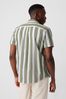 Green Stripe Standard Fit Stretch Poplin Short Sleeve Shirt