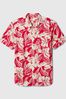 Red Floral Standard Fit Stretch Poplin Short Sleeve Shirt