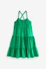 Green Smocked Midi Tiered Dress