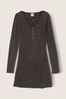 Victoria's Secret PINK Black Washed Thermal Long Sleeve Henley Dress