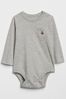 Grey Brannan Bear Pocket Long Sleeve Baby Bodysuit