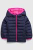 Navy Blue & Pink Water Resistant Recycled Lightweight Puffer Jacket