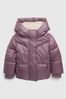 Purple Water Resistant Sherpa Lined Recycled Puffer Jacket