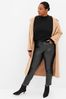 Black High Waisted Slim Faux-Leather Trousers