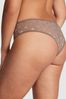 Victoria's Secret PINK Iced Coffee Brown Dot Mesh Cheeky Knickers
