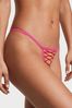 Victoria's Secret Lipstick Pink Thong Lace Up Crotchless Knickers