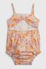 White Floral Cut Out Short Baby Romper