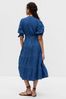Blue Denim Mid Sleeve Tiered Midi Dress