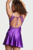 Victoria's Secret Violetta Purple Satin Lace Plunge Open  Back Slip Dress