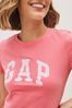 Pink Classic Logo Short Sleeve Crew Neck T-Shirt