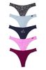 Victoria's Secret PINK Magenta Pink Navy Blue Star Thong Cotton Knickers Multipack