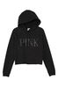 Victoria's Secret PINK Pure Black Shine Fleece Cropped Hoodie