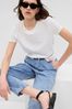 Light Wash Blue High Waisted Ripped Pull On Mom Jeans