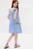 Blue Crinkle Gauze Mini Dress