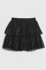Black Tulle Sequin Tiered Skirt