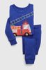 Blue Organic Cotton Fire Truck Long Sleeve Pyjama Set (12mths-5yrs)