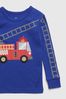 Blue Organic Cotton Fire Truck Long Sleeve Pyjama Set (12mths-5yrs)