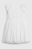 White Cotton Eyelet Flutter Sleeve Baby Dress (Newborn-5yrs)