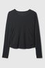 Black Breathe Ruched Cropped Long Sleeve Crew Neck T-Shirt