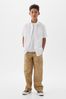 White Short Sleeve Linen Cotton Shirt (4-13yrs)
