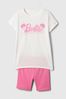 White and Pink Barbie Short Pyjama Set (4-13yrs)
