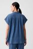 Blue Crinkle Cotton Short Sleeve Shirt