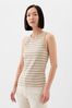 Neutral Ribbed Stripe High Neck Tank Top