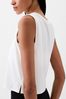 White Crew Neck Breathe Cropped Muscle T-Shirt