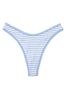 Victoria's Secret PINK Harbor Blue Stripe Pointelle Thong Cotton Short Knickers