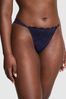 Victoria's Secret PINK Midnight Navy Blue Eyelet Lace G String Knickers