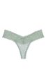 Victoria's Secret PINK Iceberg Green Floral Lace Trim Rib Thong Knickers
