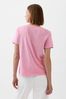 Pink Organic Cotton Vintage Short Sleeve V Neck T-Shirt