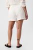 Off White Crinkle Cotton Pull On Short