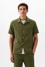 Green Linen Cotton Short Sleeve Shirt