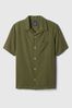 Green Linen Cotton Short Sleeve Shirt