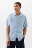 Blue Linen Cotton Short Sleeve Shirt