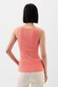Coral Pink Ribbed Scoop Neck Thick Strap Vest