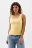 Yellow Ribbed Scoop Neck Thick Strap Vest
