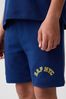Blue Pull On Logo Jogger Shorts (4-13yrs)