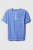 Blue Vintage Henley Short Sleeve Crew Neck T-Shirt (4-13yrs)