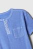 Blue Vintage Henley Short Sleeve Crew Neck T-Shirt (4-13yrs)
