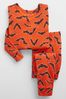 Orange Organic Cotton Halloween Bat Print Pyjamas