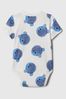White & Blue Brannan Bear Pocket Short Sleeve Bodysuit (Newborn-24mths)