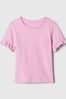 Pink Ruffle Short Sleeve Crew Neck Pocket T-Shirt (Newborn-5yrs)