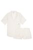 Victoria's Secret Coconut White Logo Dot Flannel Short Pyjamas