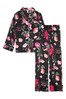 Victoria's Secret Black Peony Floral Satin Stripe Long Pyjamas
