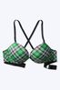 Victoria's Secret PINK Astro Green Plaid Add 2 Cups Smooth Push Up T-Shirt Bra