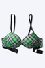 Victoria's Secret PINK Astro Green Plaid Add 2 Cups Smooth Push Up T-Shirt Bra