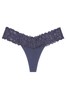 Victoria's Secret Crown Blue Cotton Lace Waist Thong Panty