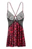 Victoria's Secret Abstract Hearts Black Satin Lace Slip Dress